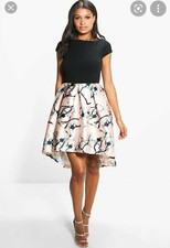 Lucy Wang Boutique Jay Sateen Printed Skirt Slater Dress Pink Size L