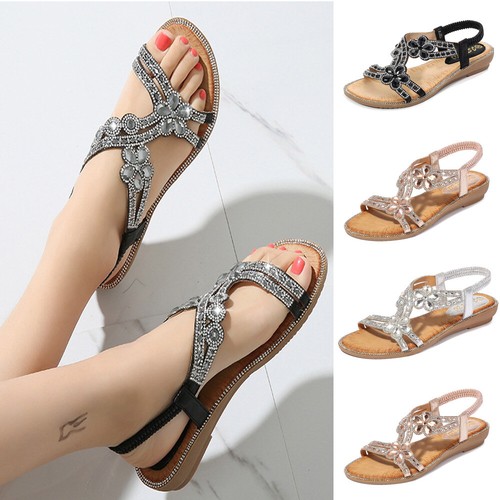 Womens diamante flower sandals - diamante,