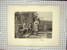 Original Old Antique Print In