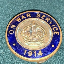 WW1 On War Service 1914 Enamel