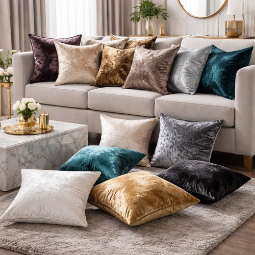 Crushed velvet cushion covers - crushed,
