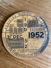 vintage vehicle tax disc 1952