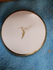 Vintage Stratton Compact Mirror Gold Hummingbird Design Made in England 39#