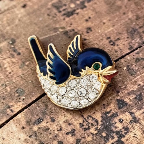 Rhinestone bluebird brooch pin - rhinestone,