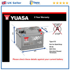 Car Battery YBX5075 Yuasa 075