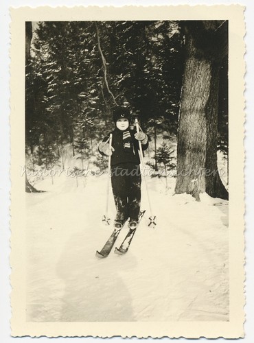 Boy with skis the woods - woods,