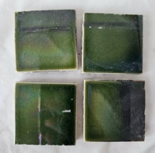 GROUP OF 4 ANTIQUE PILKINGTON 2 INCH GREEN TILES