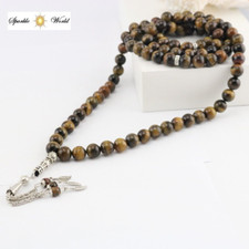 Tiger Eye Stone Islamic Prayer Beads 99 Beads 8mm Tasbih, Misbaha,Tasbeeh Rosary
