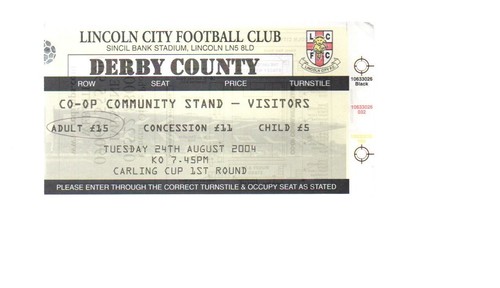 Used ticket lincoln city v - lincoln,