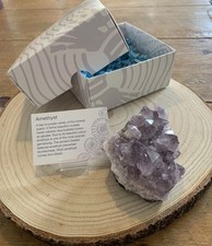 Amethyst Cluster Druze Crystal Bed Geode Piece 260 Grams Plus Gift Box & Card
