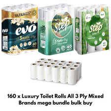 160 Toilet Rolls 3 Ply Luxury Soft Unscented Tissue Paper Bulk Buy Mega Bundle