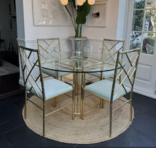 Vintage Italian Gold Faux Bamboo Dining Set. Glam 70's 80's. Mid-Century.