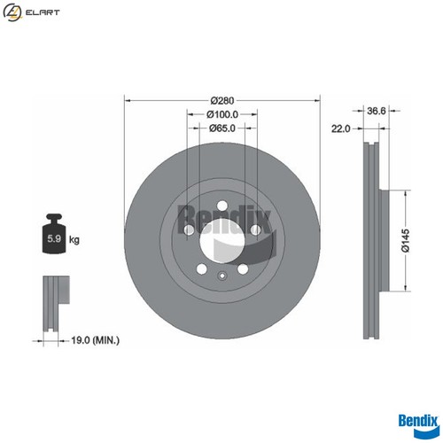 Brake disc bds1017hc for - 2x,