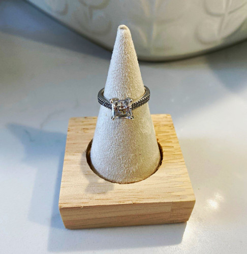 Sterling silver princess cut - silver,