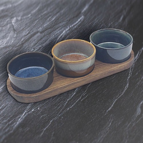 Snack dishes 3pc round ceramic - dishes,
