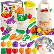 Toy Till, 69PCS Play Food Sets for Children Kitchen, Wooden Pretend Toy... 