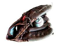 VINTAGE STEELES COWHIDE BDN-1002 BASEBALL GLOVE+WORTH MAJOR LEAGUE BALL NICE