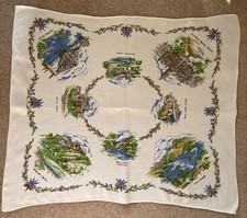 Vintage Scottish Tablecloth Loch Lomond Trossachs 90cm x 75cm