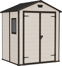 Keter Manor Outdoor Apex Double Door Garden Storage Shed 6 x 5ft Beige Brown