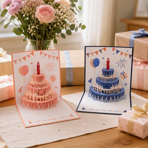 Pop paper birthday card - paper,