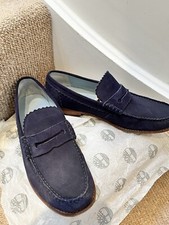 GRENSON Men Loafers Navy- Suede Slip On Shoes   Size 10. 5