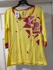 zumba yellow t shirt top shirt womens fitness gym training dance Size 6 8 10 12