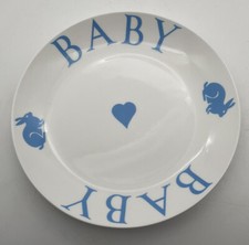 Brixton Pottery - Baby - 7” Side Plate - Blue Bunny Rabbit - White Bone China