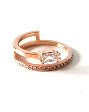 Swarovski Gold Tone Crystal Rhodium Plated Ring Size 55 Boxed