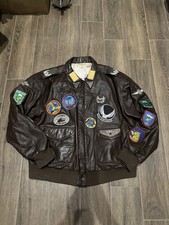 Vintage German Luftwaffe Leather Pilot's Jacket Large With Patches.