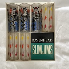 Rave head Slim Jim’s - Tall Elegant Glasses in a Colourfully Playing Card Design