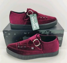 T.U.K. Unisex Vegan Creepers Burgundy Velvet Mondo Creeper A9598 UK Size 7