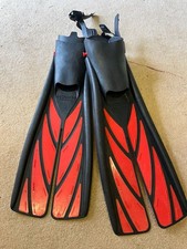 Atomic Aquatics Split Fins.  Red. XL. Open Heel.  Diving
