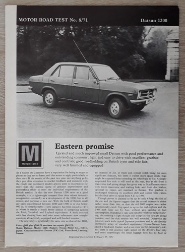 Datsun 1200 road test report - 1200,