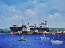 Richard Blowey Original Oil Painting Boats At Falmouth Cornwall Cornish Art