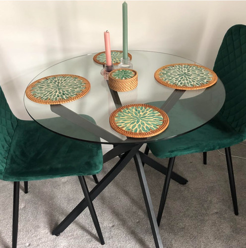 Round glass dining table - glass,