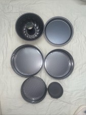 Bundle of 6 Around Black Cake Tin Baking Tins Round Removable Bottom Non Stick