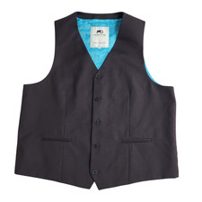 Moods Of Norway Waistcoat Black 2 Pocket Smart Wool Formal Men's XL 46"