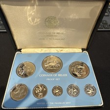 1977 Coinage of Belize Silver 8 Coin Proof Set Franklin Mint