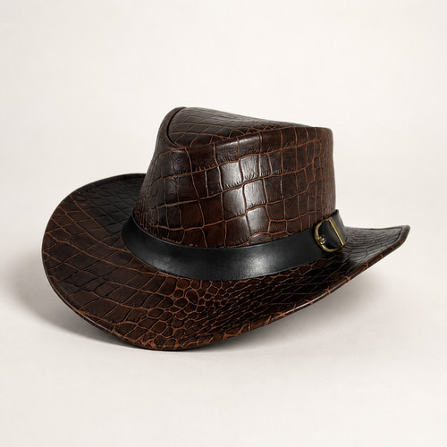 Brown croc embossed genuine - brown,