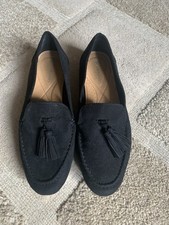 Ladies TU sole comfort black faux suede tasselled loafers size 4