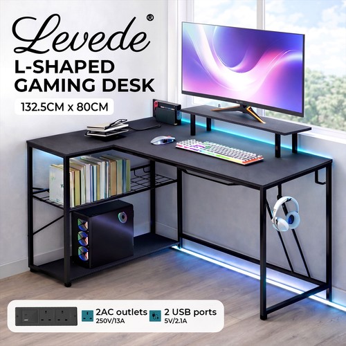 Levede gaming desk with led - levede,