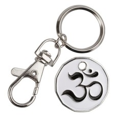 Om Yoga Symbol White £1 Supermarket Locker Trolley Token Keyring
