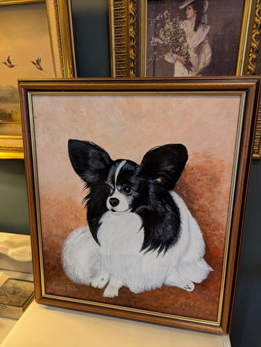 Dog papillon original signed - dog,