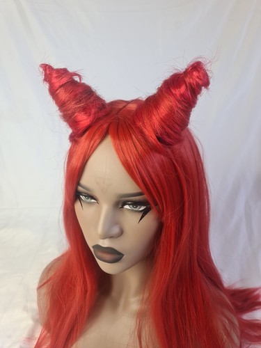 Red hair horns clips - red,