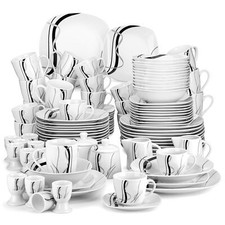 18/50/100-Piece Porcelain Dinner Set White Plates Bowls Set Tableware for 6/12