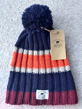 SATILA of SWEDEN Navy Orange 30% Wool Tall BOBBLE Hat Beanie Toque UNISEX TAG