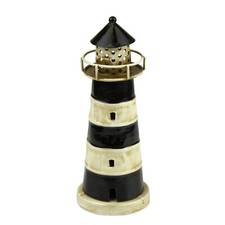 METAL NAUTICAL ORNAMENT LIGHTHOUSE BLACK and WHITE DECOR MEDITERRANEAN STYLE
