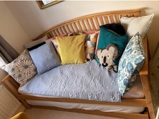 Oak Single Day Bed With additional Trundle Bed. Mattresses Included