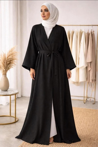 Women ribbed wrap abaya - women’s,
