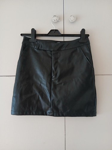 Black faux leather - black, skirt